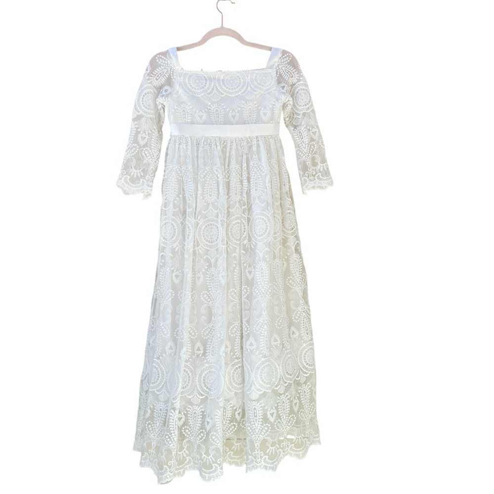 Trish Scully NWT Formal Girls‎ Lace White Special Occasion Gown Dress Cot…